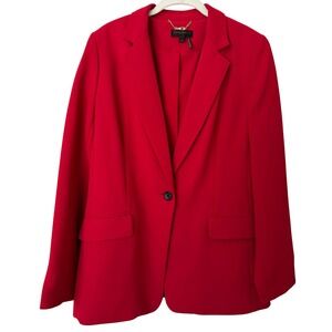 Donna Karan New York Red Blazer Size 10 Women's Long Sleeve Career Jacket